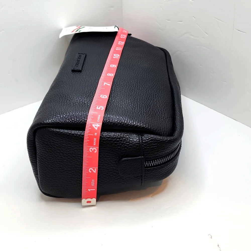 MASSEI, GENUINE LEATHER, MADE IN ITALY, MEN’S TOILETRY BAG, HAND MADE BLACK
